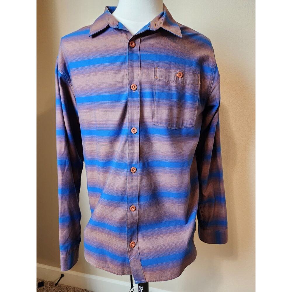 Mountain Hardwear Shirt Mens Large Blue Brown Plaid Long Sleeve Button Up